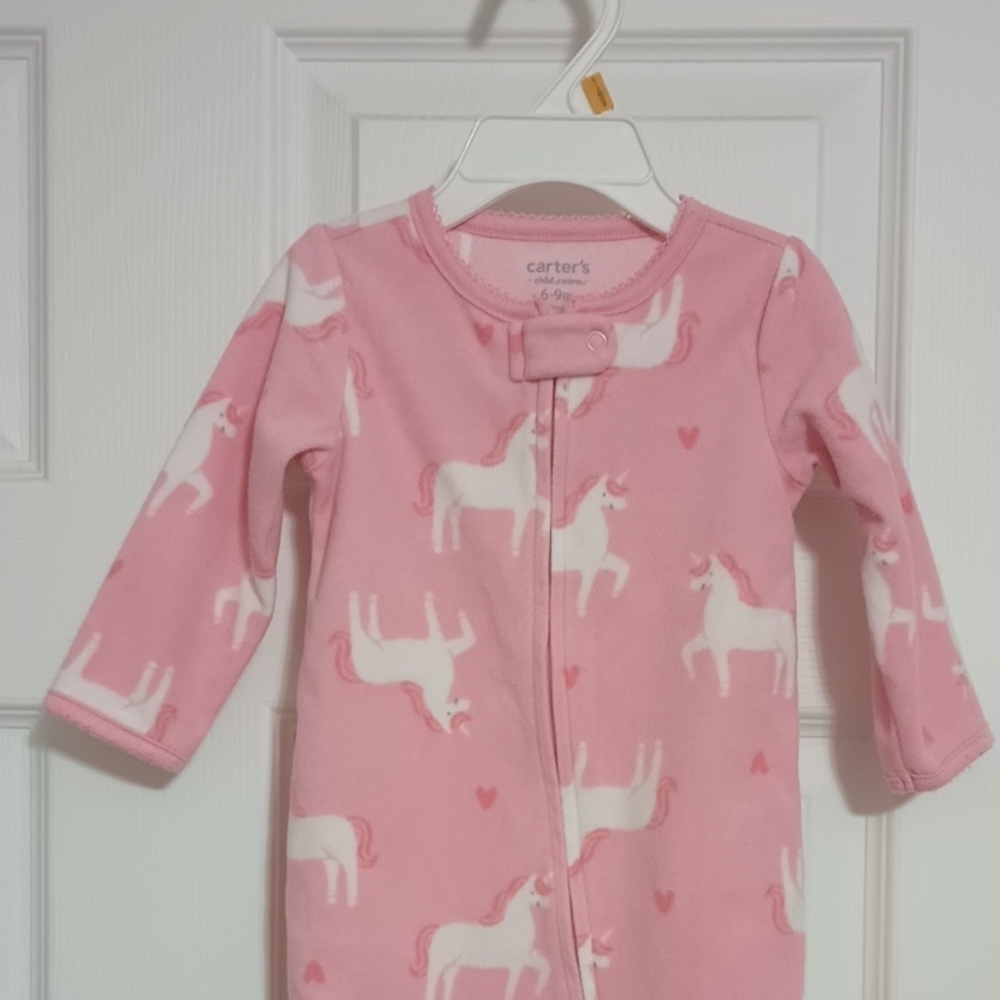 Carter's Pink Unicorn Footed One Piece. Size:6-9Mo - Picture 2 of 7